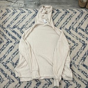 cream light weight sweater with hood